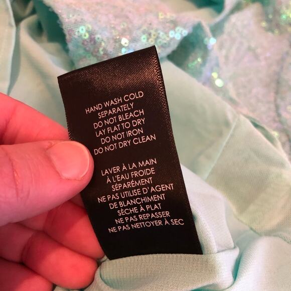 Badgley Mischka aqua sequin v neck tunic top size Extra Small XS NWT mermaid - Picture 11 of 16